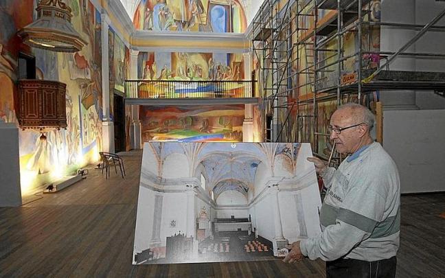 El artista en la iglesia de Antezana. | FOTO: ALEX LARRETXI