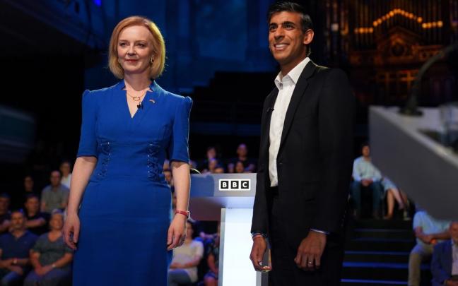 Una imagen del debate entre Liz Truss y Rishi Sunak. Una imagen del debate entre Liz Truss y Rishi Sunak.