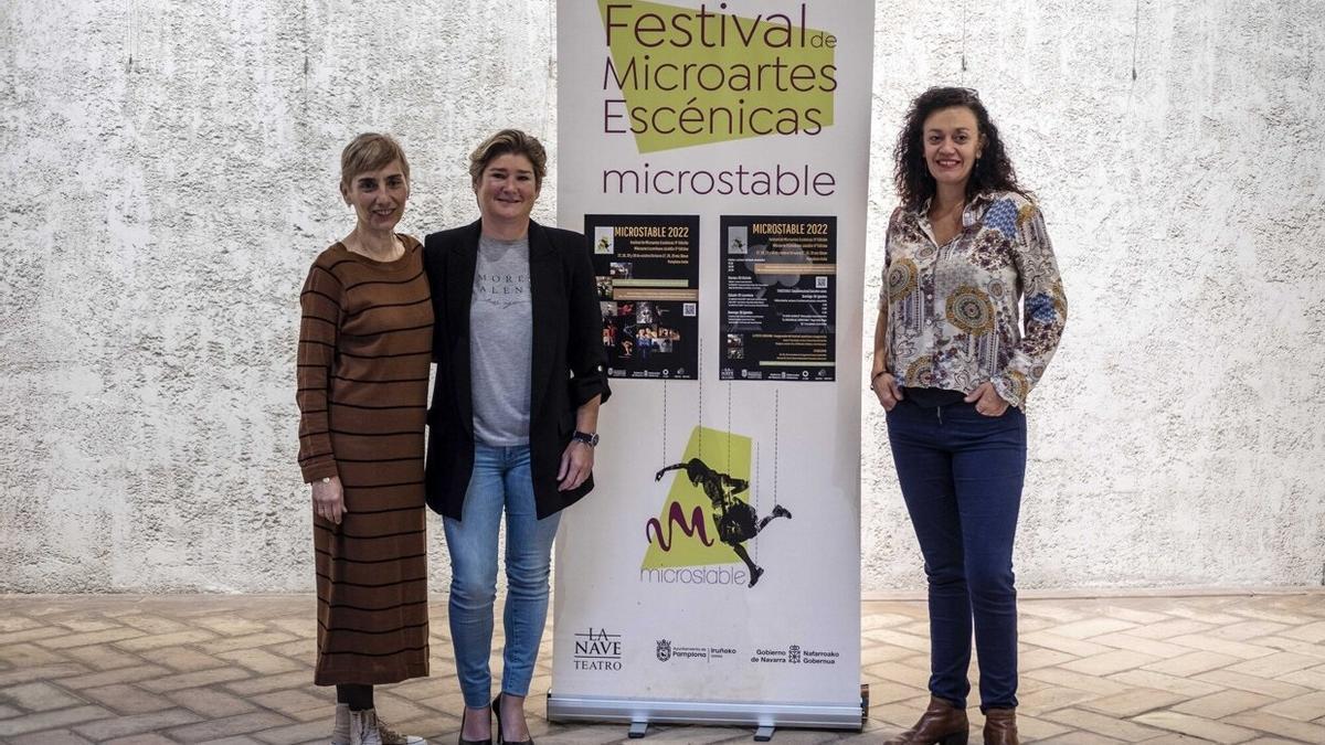 D i a d, Marta Juániz, Virginia Cervera y María García-Barberena, en la presentación de la quinta edición del festival Microstable.