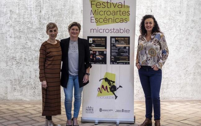 D i a d, Marta Juániz, Virginia Cervera y María García-Barberena, en la presentación de la quinta edición del festival Microstable. D i a d, Marta Juániz, Virginia Cervera y María García-Barberena, en la presentación de la quinta edición del festival Microstable.