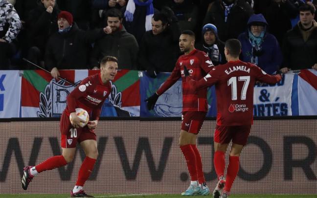 Rakitic celebra el gol de la victoria.