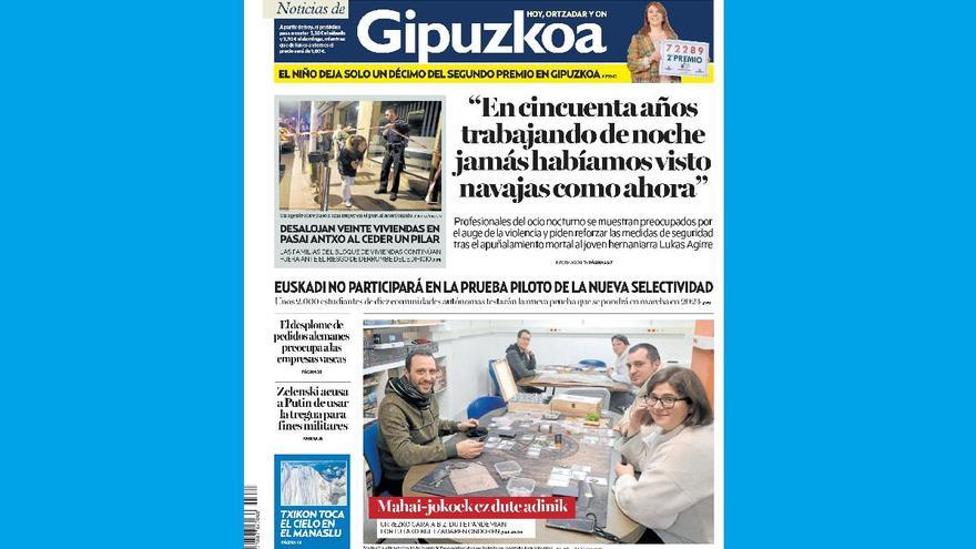 Portada de NOTICIAS DE GIPUZKOA de este sábado, 7 de enero de 2023