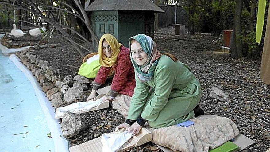 Las lavanderas junto al lago del parque.