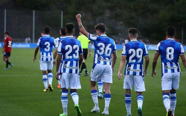 Celebración del solitario gol de Aguirre Celebración del solitario gol de Aguirre