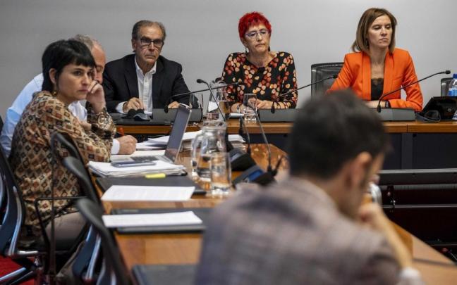 Un momento de la comparecencia en la que la consejera Santos Induráin ha informado sobre el acuerdo de compra de mascarillas entre SODENA, Albyn y CEN.