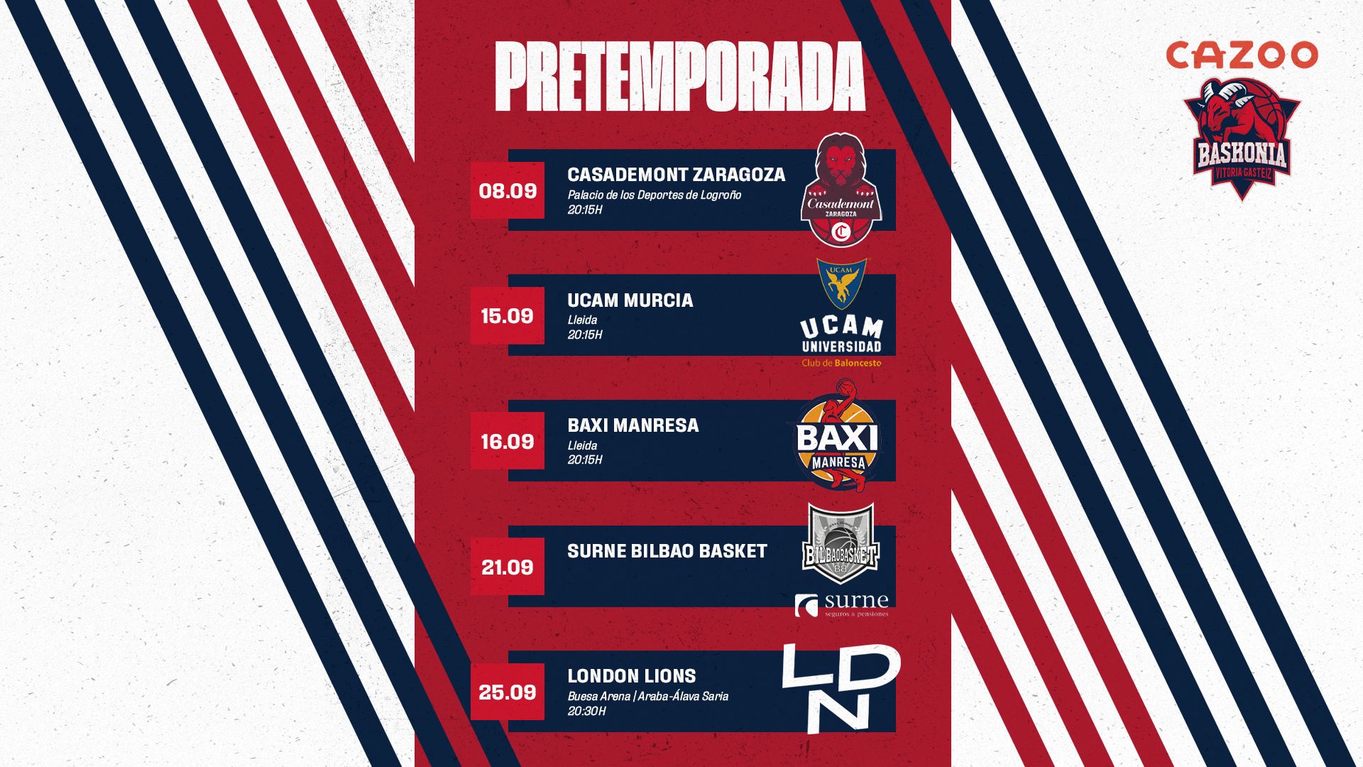 Calendario y horarios de la pretemporada del Baskonia