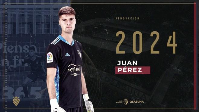 Osasuna renueva a Juan Pérez hasta el 2024