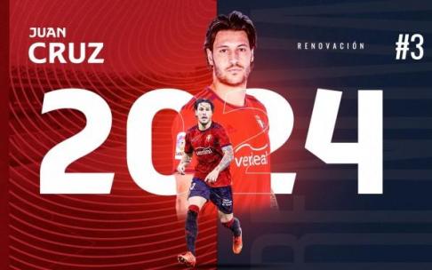 Juan Cruz renueva como jugador de Osasuna hasta el 2024 Juan Cruz renueva como jugador de Osasuna hasta el 2024
