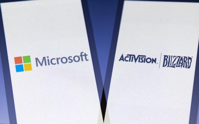 Logotipos de Microsoft y Activision. Logotipos de Microsoft y Activision.