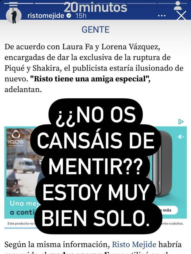 Risto Mejide desmiente en Instagram que tenga una 'amiga especial'