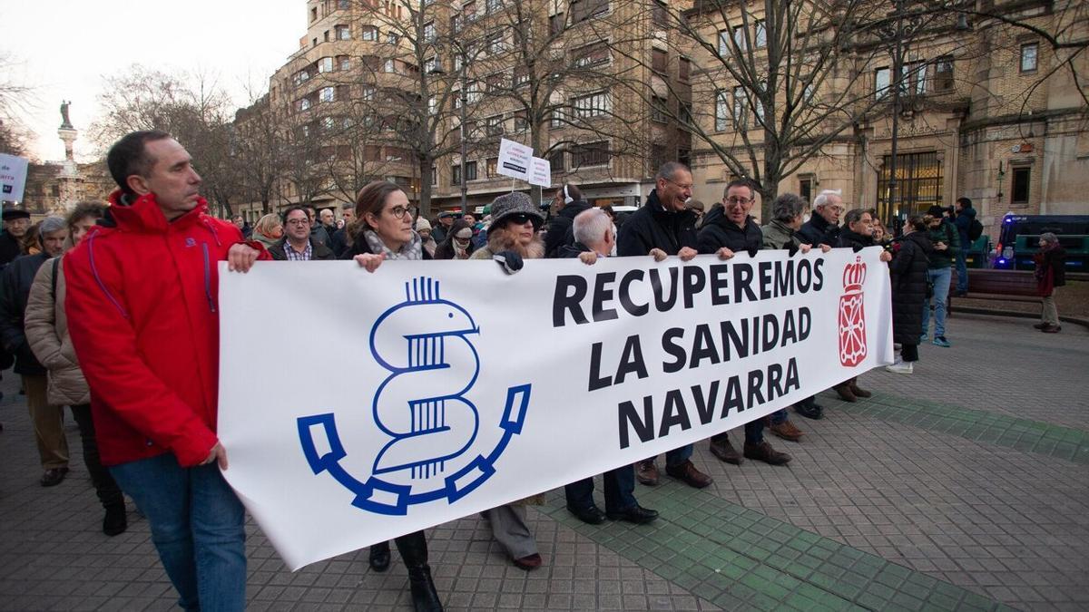 Cabecera de la concentración organizada por el Sindicato Médico el pasado martes.