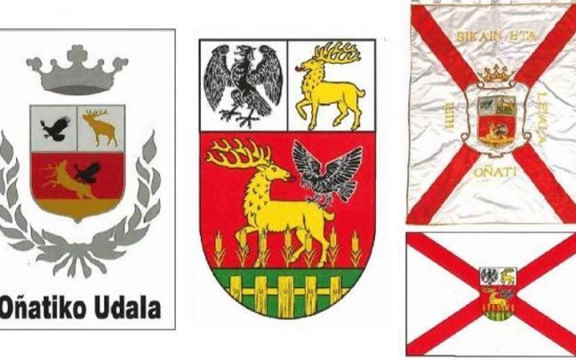 El escudo propuesto para O&ntilde;ati y la bandera que suprimir&aacute; la cruz y el lema
