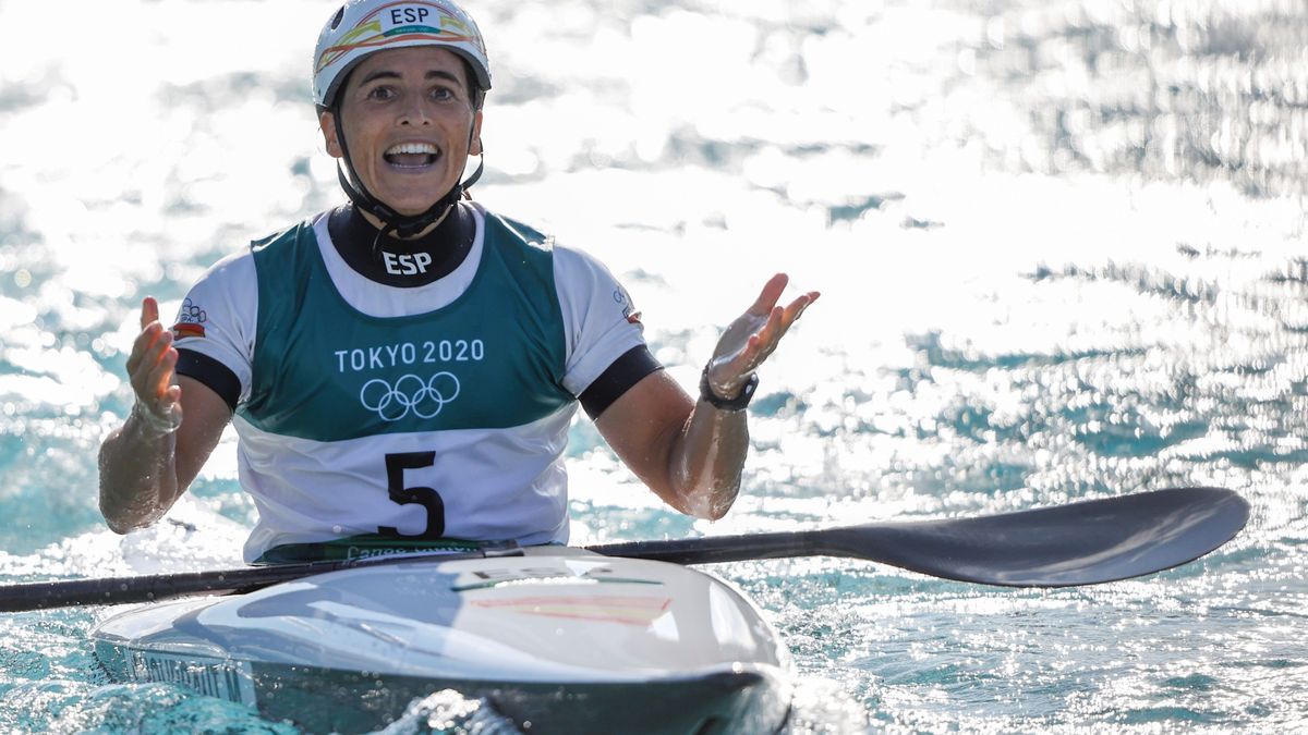 Maialen Chourraut reacciona tras competir en la final de kayak femenino por el piragüismo en eslalon de los Juegos Olímpicos 2020