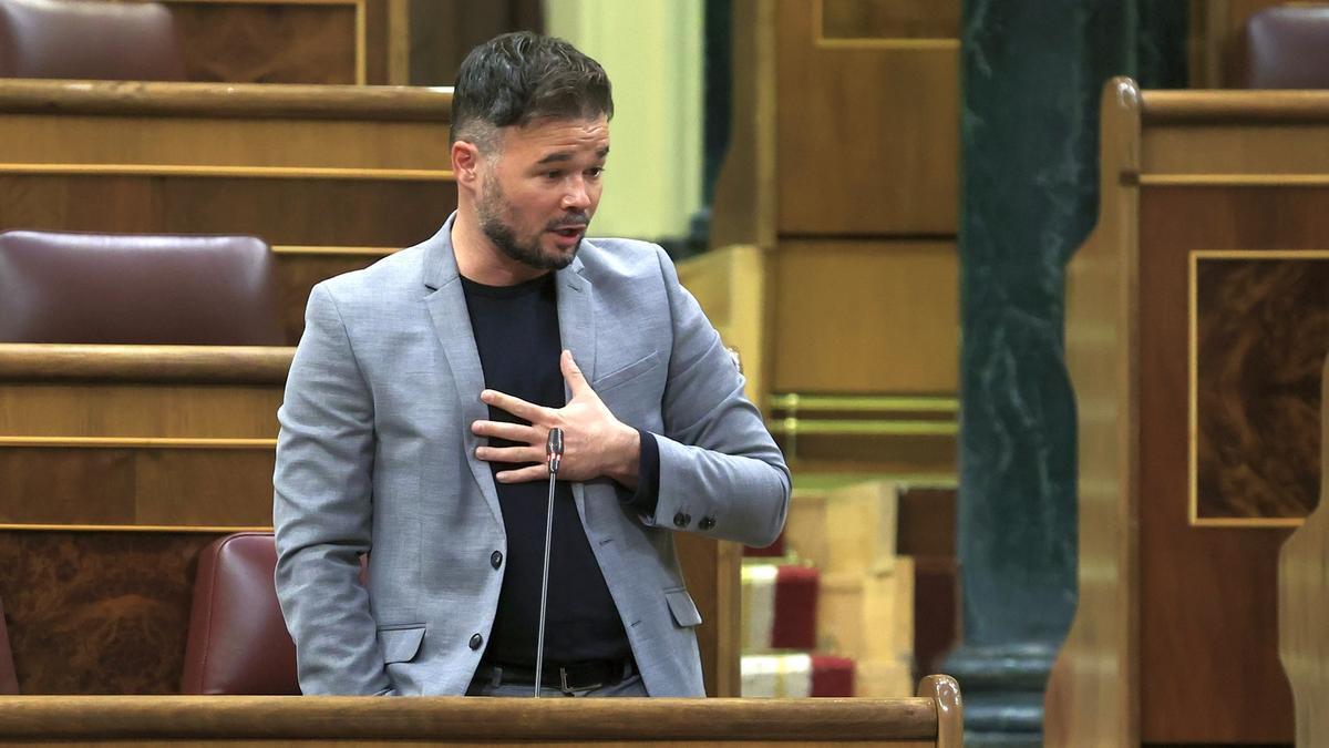 Rufián toma la palabra en la primera jornada del debate de enmiendas parciales a las Cuentas.