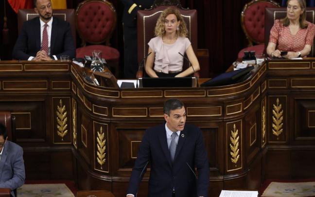 Pedro Sánchez durante el debate del estado de la nación. Pedro Sánchez durante el debate del estado de la nación.