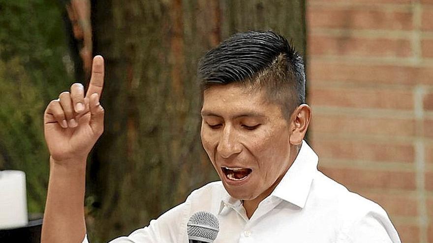 Nairo Quintana, en su comparecencia de ayer. | FOTO: EFE