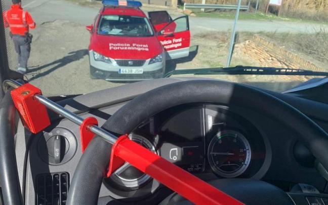 Uno de los camiones inmovilizados por positivo de sus conductores en drogas