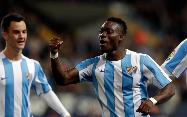 Christian Atsu, cuando militaba en el Málaga.