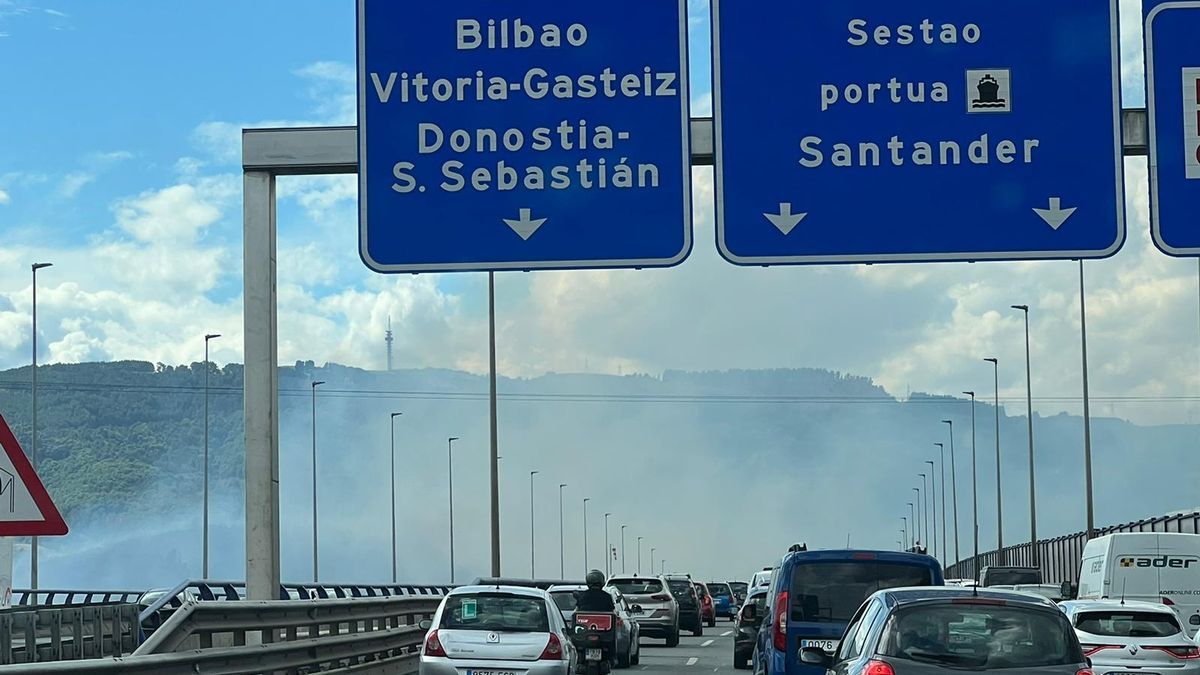Vista del incendio desde el puente de Rontegi