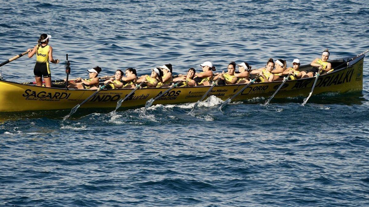 Orio, en pleno esfuerzo durante la regata de hoy.