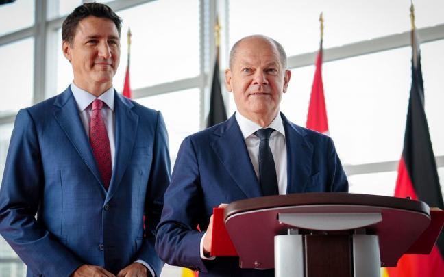 El primer ministro canadiense Justin Trudeau y el canciller alemán Olaf Scholz. El primer ministro canadiense Justin Trudeau y el canciller alemán Olaf Scholz.