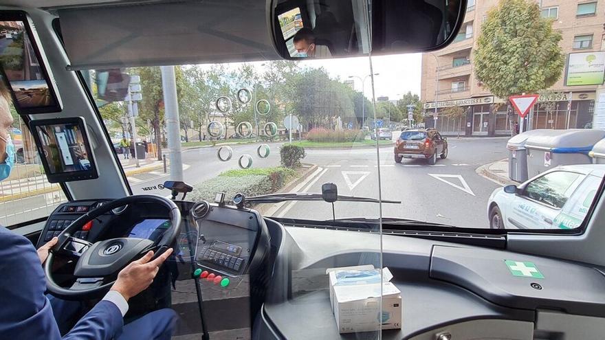 Interior de un autobús en Tudela