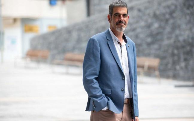 Eneko Goia, en plaza de Benta Berri, recientemente renovada