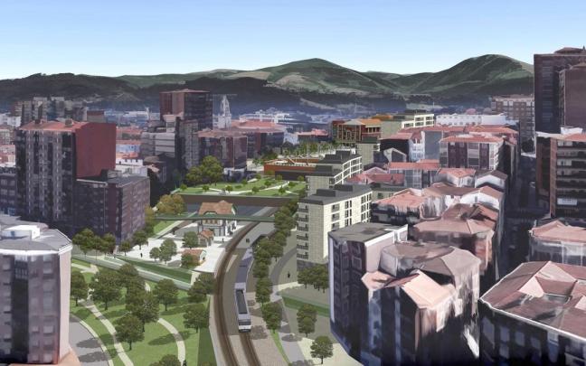 Infografía del proyecto para la playa de vías y la estación de tren.