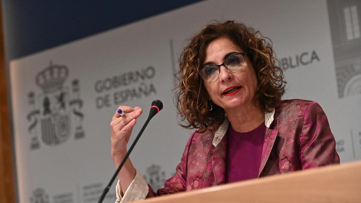 La ministra de Hacienda, María Jesús Montero, durante la presentación de su nuevo plan fiscal pactado con Unidas Podemos.