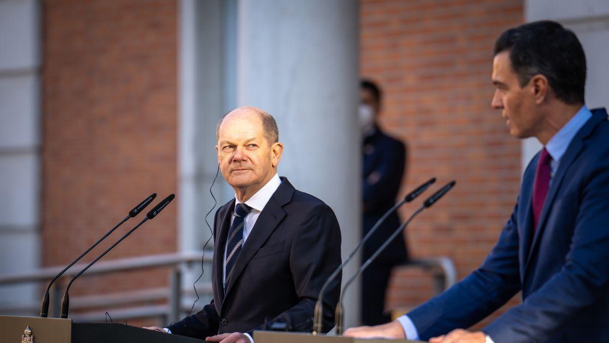 Pedro Sánchez y Olaf Scholz durante el encuentro que mantuvieron en Moncloa en enero pasado.