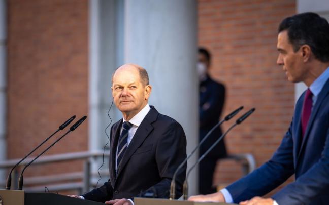 Pedro Sánchez y Olaf Scholz durante el encuentro que mantuvieron en Moncloa en enero pasado.
