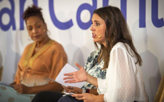 La ministra de Igualdad, Irene Montero, interviene durante la presentación del Plan Camino. La ministra de Igualdad, Irene Montero, interviene durante la presentación del Plan Camino.