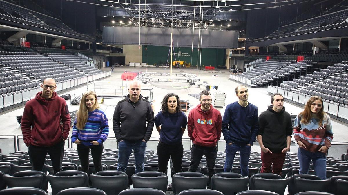 Finalistas del Campeonato Absoluto de Bertsolaris en el Navarra Arena de Pamplona.