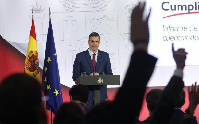 Pedro Sánchez hace balance del año. Pedro Sánchez hace balance del año.
