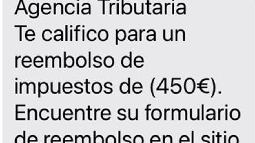 Captura de una estafa suplantando a la Agencia Tributaria.