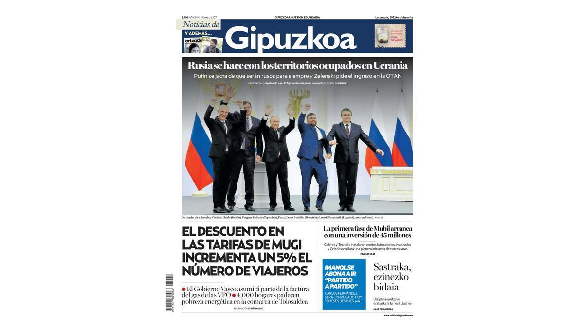 Portada de este sábado 1 de octubre