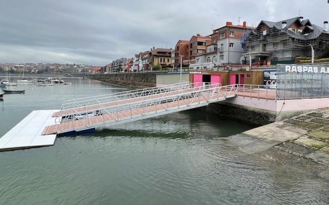 El nuevo pantalán, en las instalaciones del club de remo en Las Arenas.