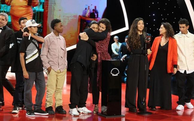 La directora y los protagonistas de &lsquo;Los reyes del mundo&rsquo;, el s&aacute;bado por la noche en el Kursaal.