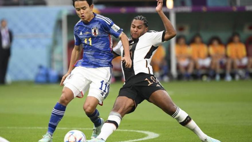 Take Kubo, durante el partido que Jap&oacute;n disput&oacute; ante Alemania durante el presente Mundial.