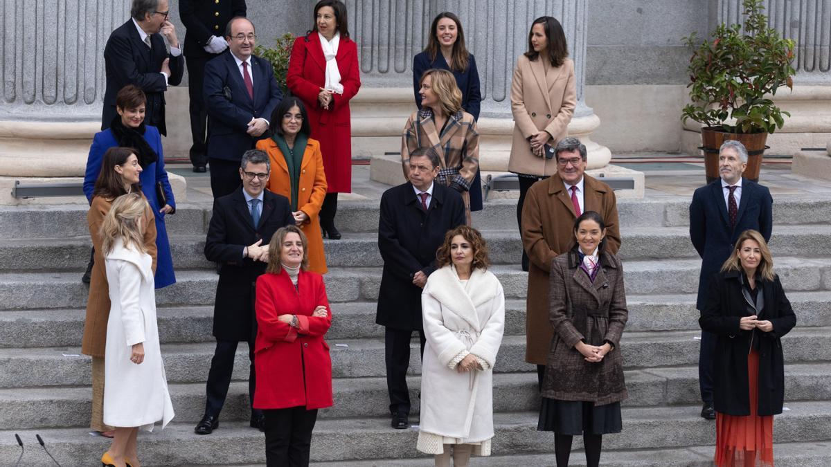 Miembros del Gobierno español, durante al acto institucional con motivo del Día de la Constitución