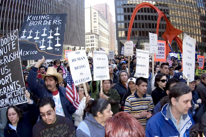 Manifestación en apoyo a los derechos de los inmigrantes.