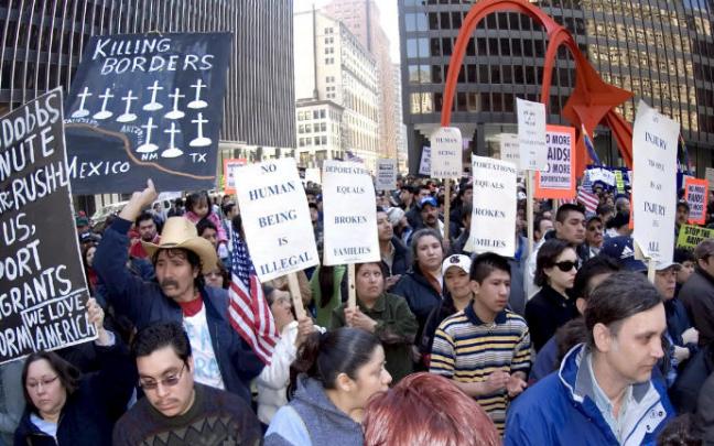 Manifestación en apoyo a los derechos de los inmigrantes.