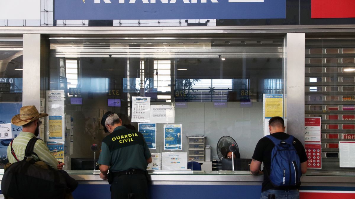 Mostrador de Ryanair en el aeropuerto de Málaga.