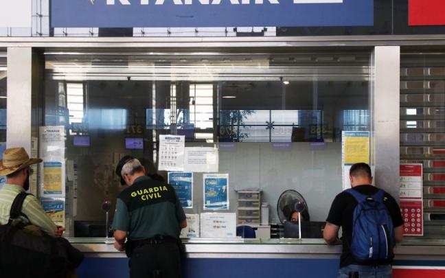 Mostrador de Ryanair en el aeropuerto de Málaga.