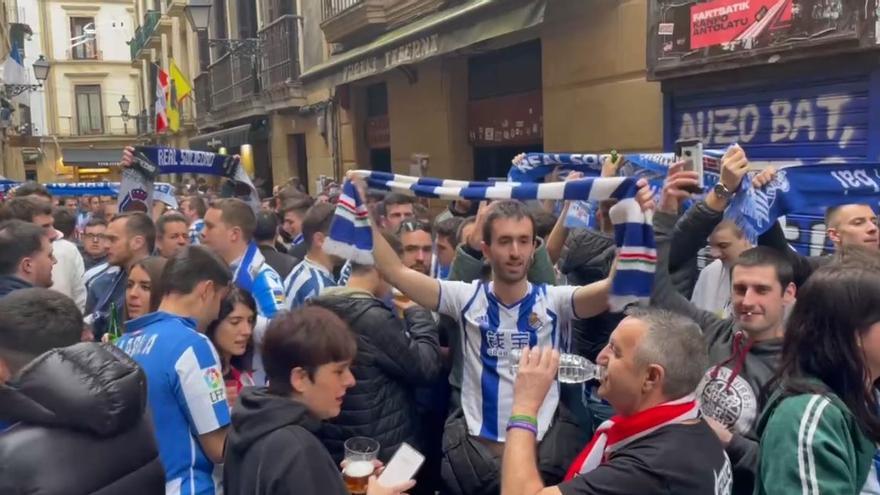 Gran ambiente en la Parte Vieja por el derbi.