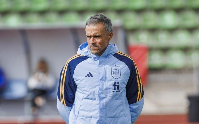 Luis Enrique durante el entrenamiento de la selección española