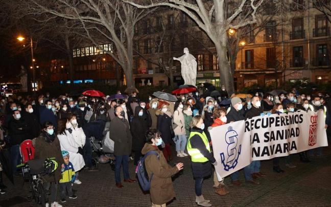 Concentración convocada en enero por el Sindicato Médico de Navarra bajo el lema "Recuperemos la Sanidad"