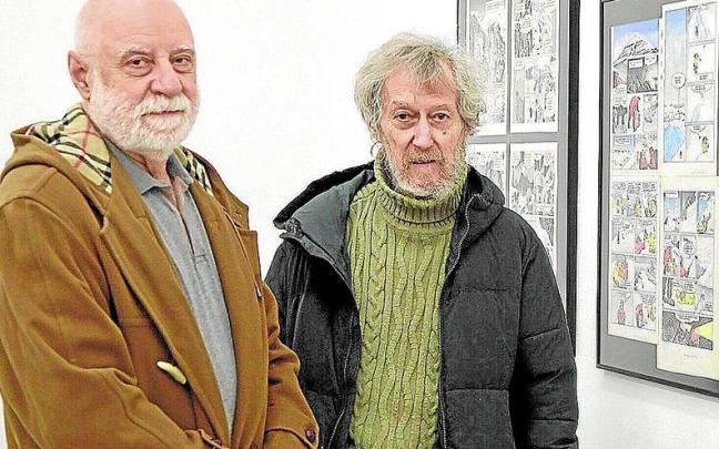 El escritor Javier Mina y el dibujante Pedro Osés en la galería Altxerri, donde exponen las ilustraciones de ‘Non gogoa...’. El escritor Javier Mina y el dibujante Pedro Osés en la galería Altxerri, donde exponen las ilustraciones de ‘Non gogoa...’.