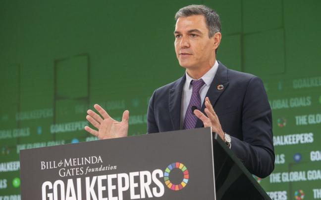 Pedro Sánchez interviene en un acto en Nueva York. Pedro Sánchez interviene en un acto en Nueva York.