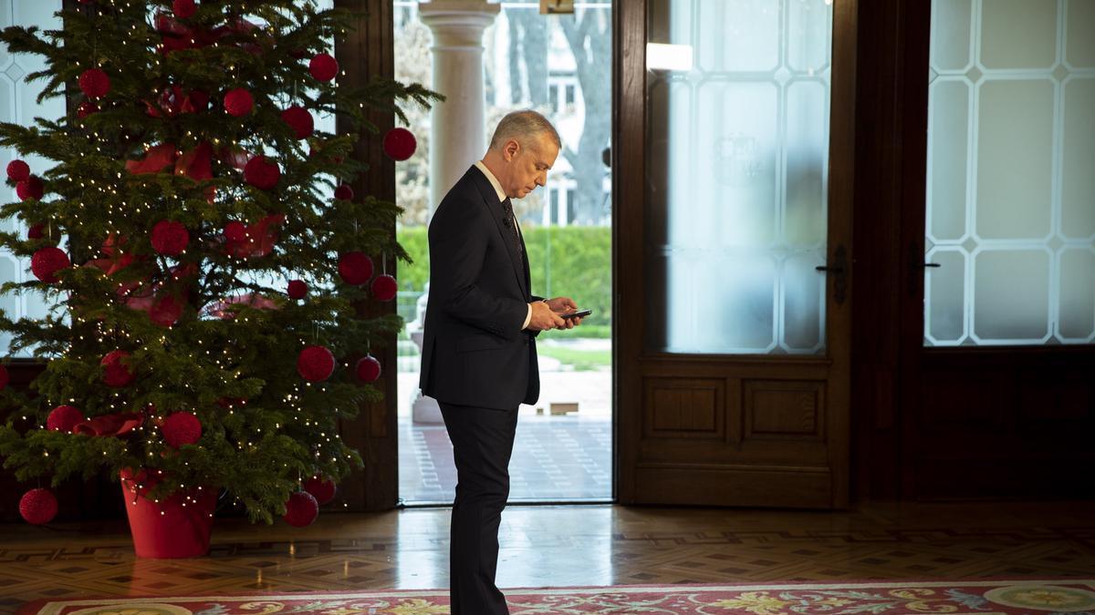 El lehendakari durante su discurso de fin de año.